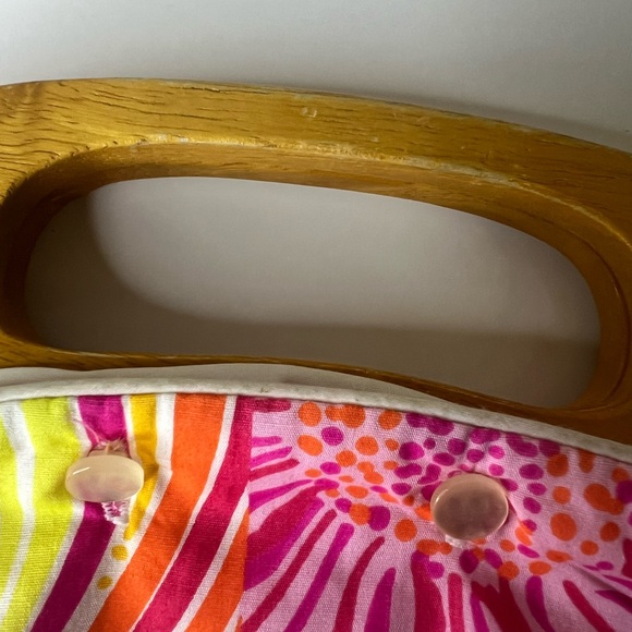 Lilly Pulitzer Floral Tote with Wooden Handle - Picture 5 of 11